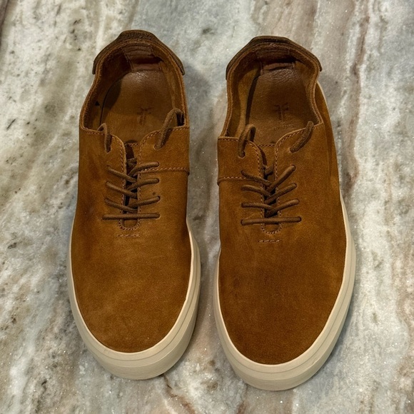 Men’s FRYE Beacon brown suede leather lace up sneakers- Size 9.5 - Picture 4 of 9